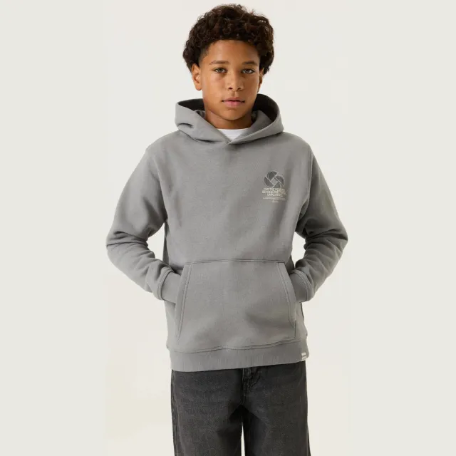 Garcia rechtvallende hoodie met backprint - grijs