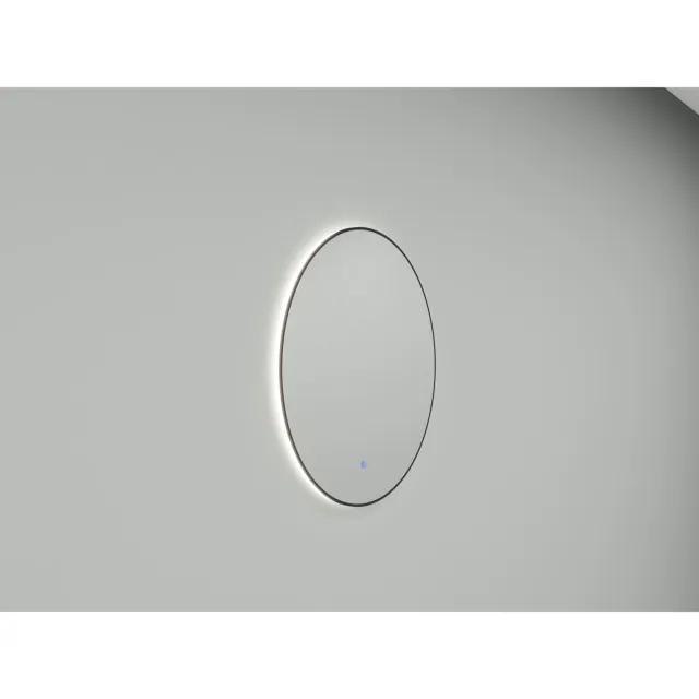 Wiesbaden Novi ronde spiegel met LED 100 cm mat zwart