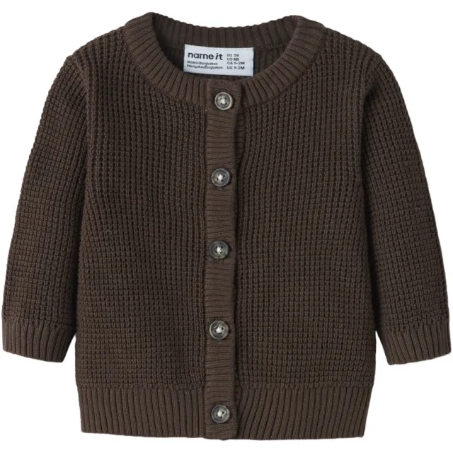 NAME IT BABY katoenen gebreid vest - donkerbruin