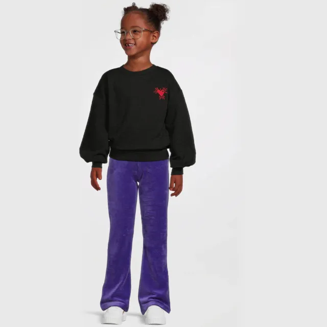 Anytime velvet flared broek paars