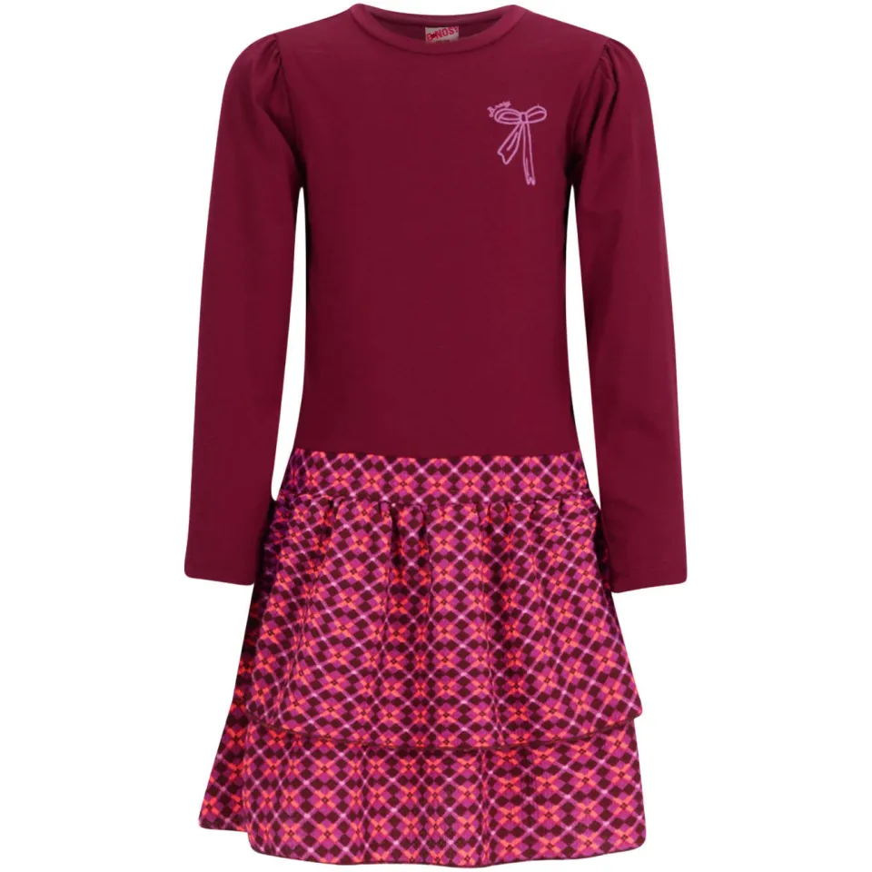 B.Nosy midi jurk met print donkerrood donkerrood/roze, foto 2
