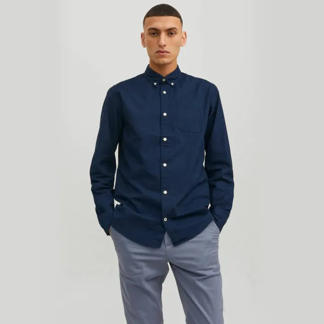 Jack & Jones ESSENTIALS casual overhemd donkerblauw Navy Blazer