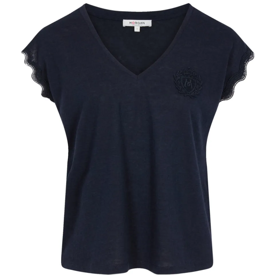 Morgan T-shirt met broderie - donkerblauw, foto 2
