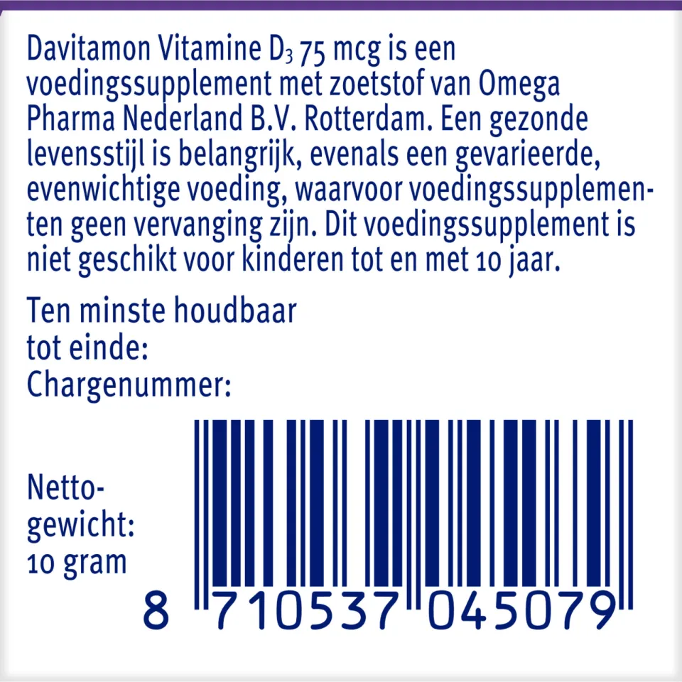 Davitamon vitamine D3 75 mcg smelttabletten, foto 4