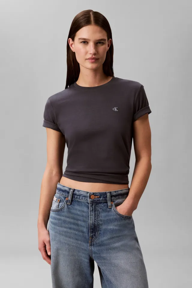 Calvin Klein JEANS T-shirt met logo - grijs grijs / wit