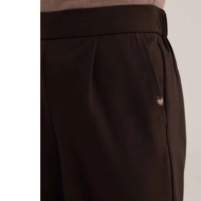 WE Fashion loose fit broek met plooien donkerbruin, foto 4