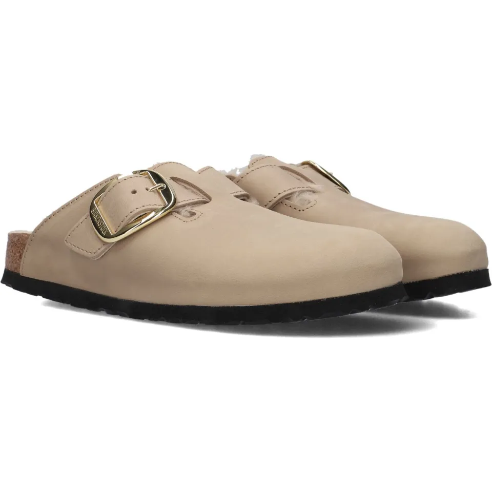 Birkenstock Boston Big Buckle instapper beige