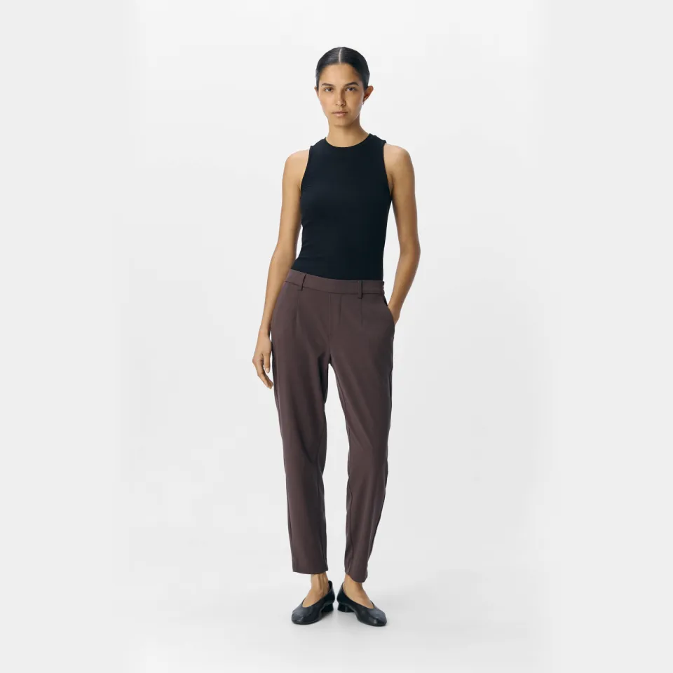 Object slim fit pantalon OBJLISA donkerbruin