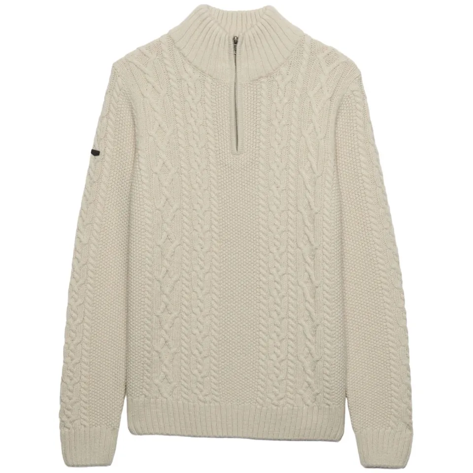 Superdry slim fit gebreide kabeltrui met kabels en wol - ecru, foto 3