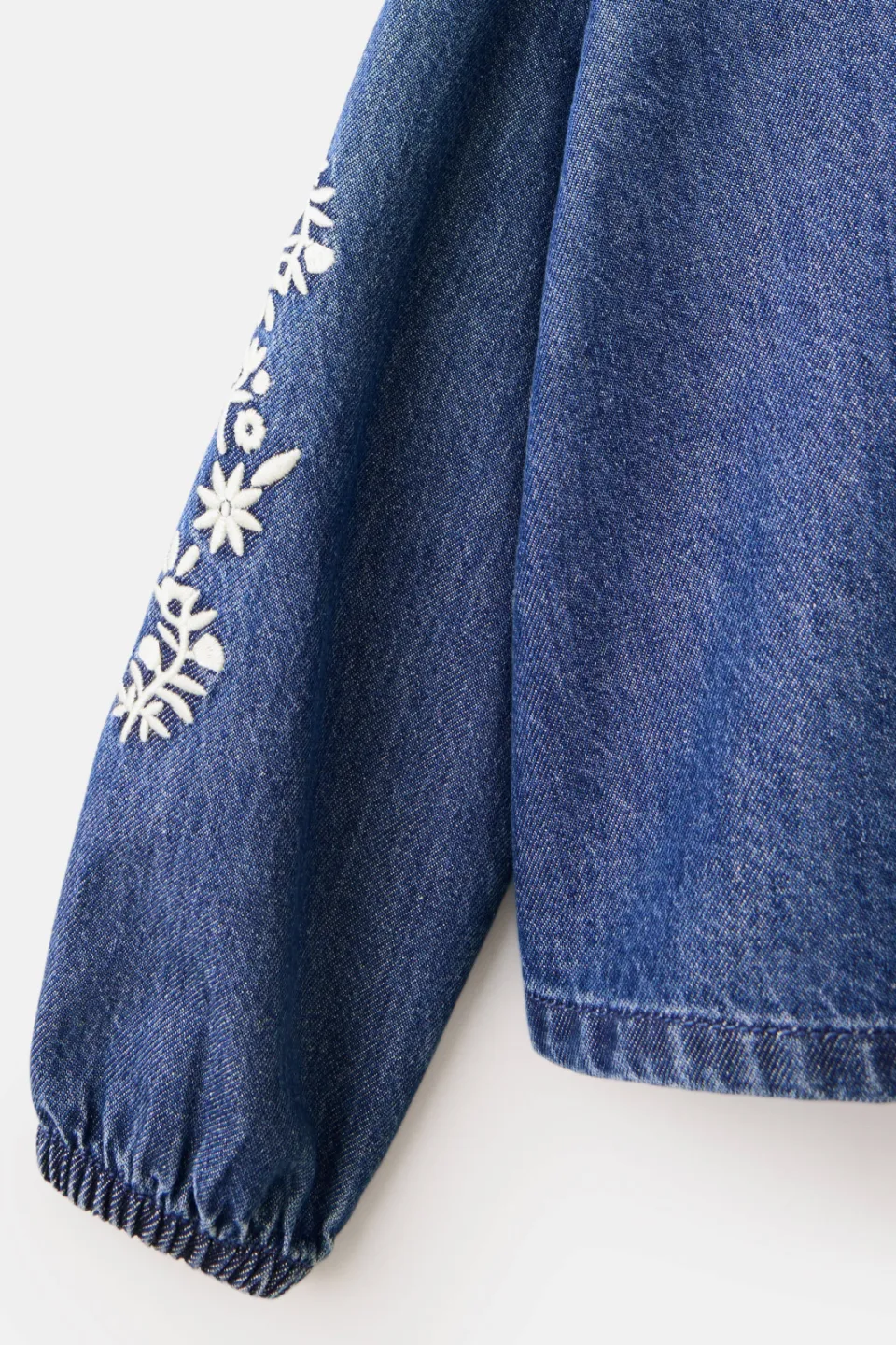 Mango denim blouse met borduursels donkerblauw, foto 6