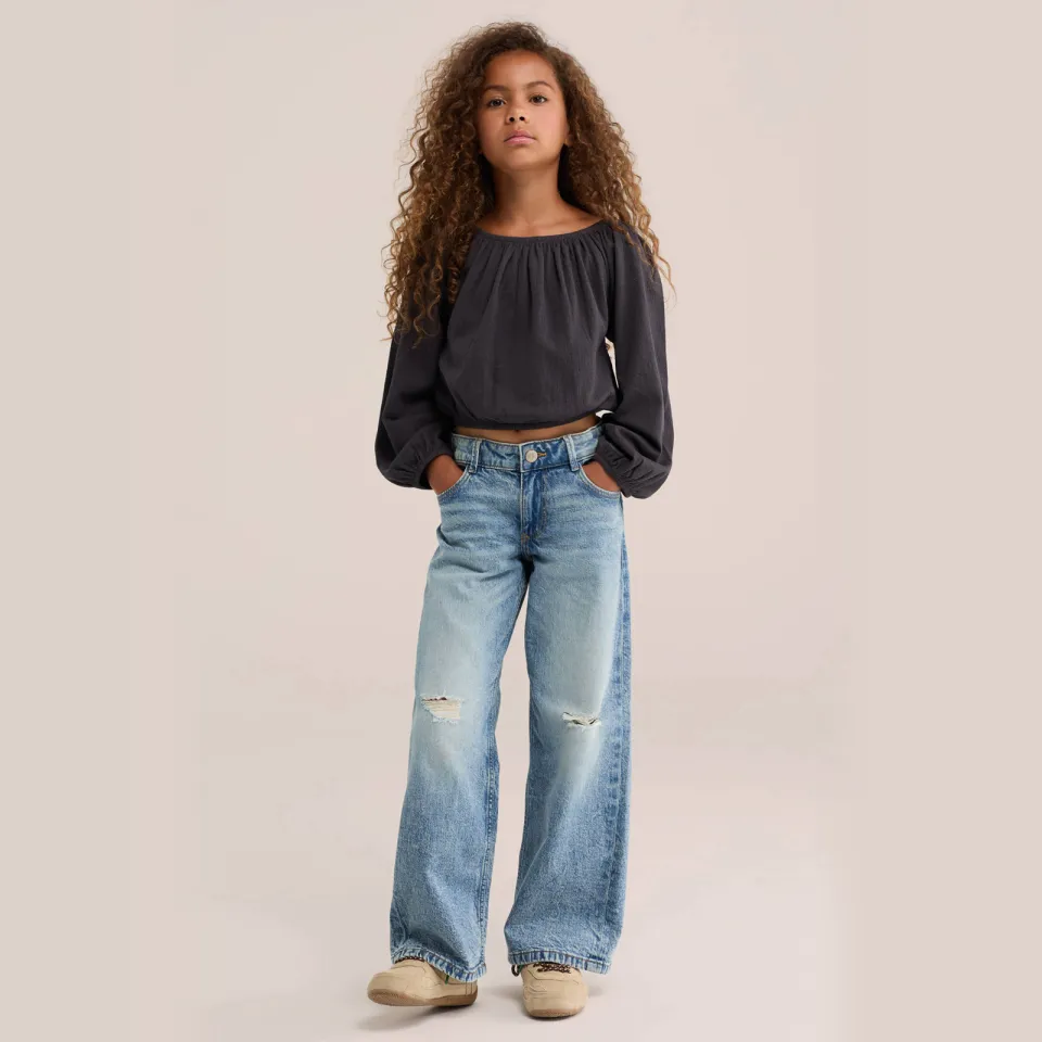 WE Fashion cropped off shoulder top zwart, foto 3