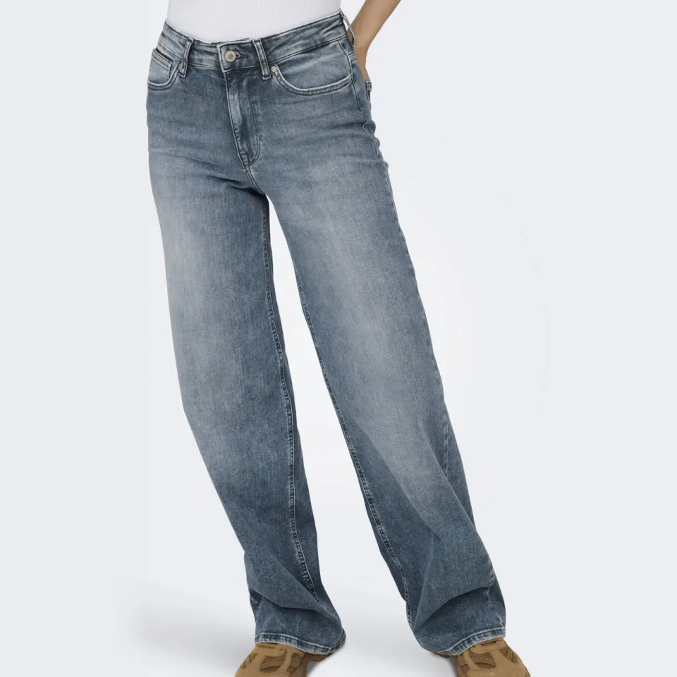 Only high waist wide leg jeans medium blue denim, foto 7