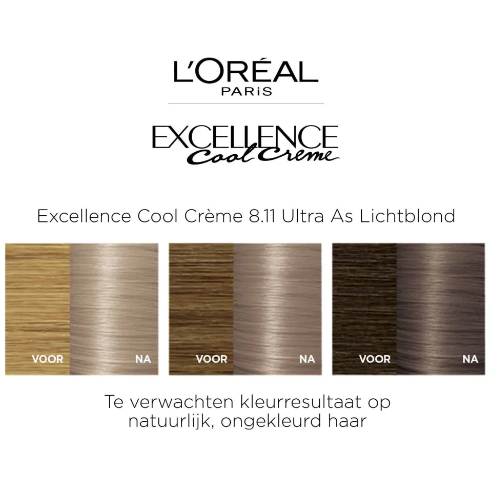 L'oréal Excellence Cool Crème haarkleuring 8.11 ultra licht asblond, foto 3
