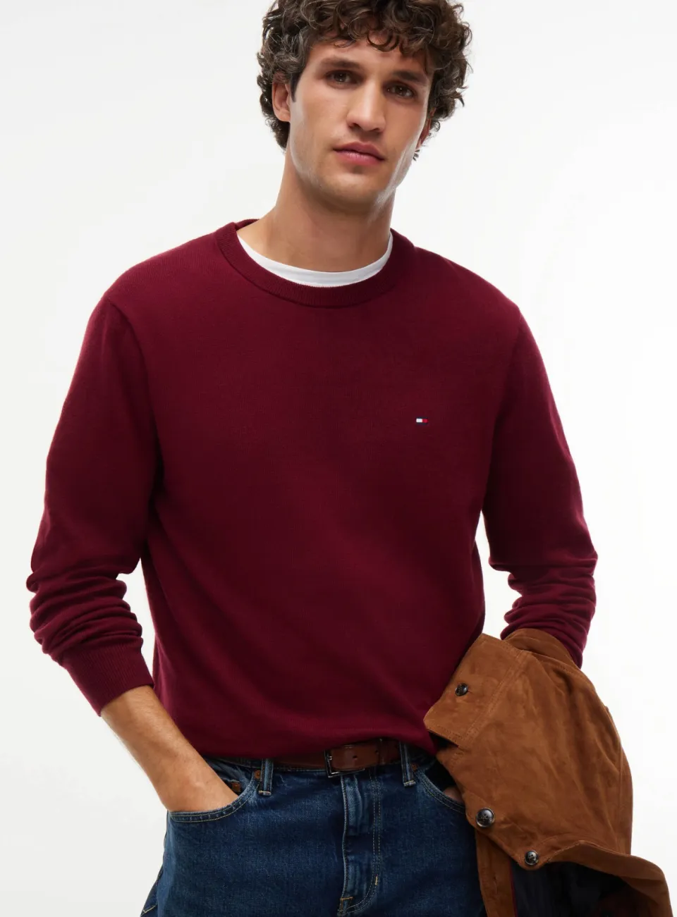 Tommy Hilfiger gebreide trui met kasjmier - burgundy, foto 5