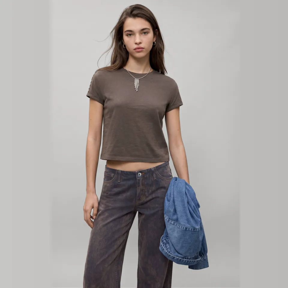 Mango T-shirt bruin, foto 3