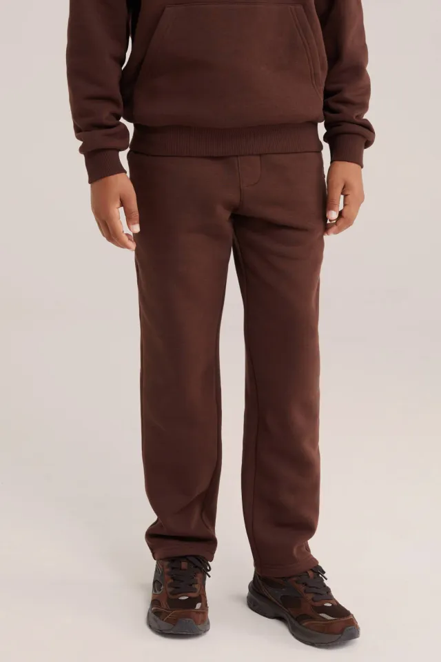 WE Fashion tapered joggingbroek bruin, foto 4