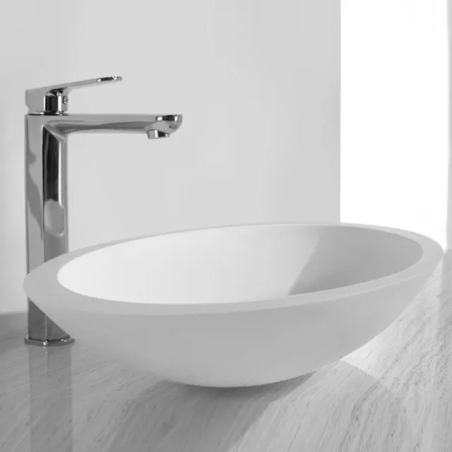 Wiesbaden Opzetfontein Wiesbaden Solid Surface Rond 59x35x11 cm Mat Wit