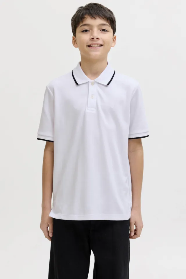 Jack & Jones JUNIOR polo wit Wit/zwart
