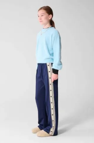 Shoeby high waist gestreepte joggingbroek donkerblauw, foto 3