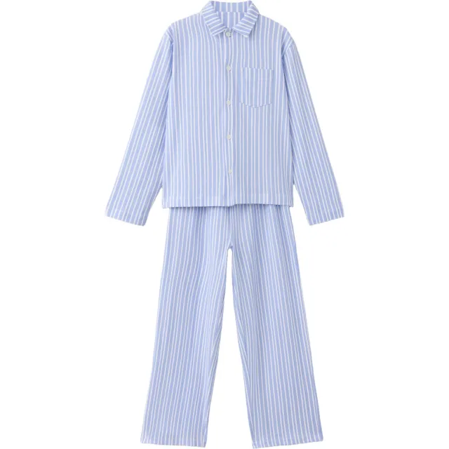 Mango gestreepte pyjama lichtblauw wit Lichtblauw/wit