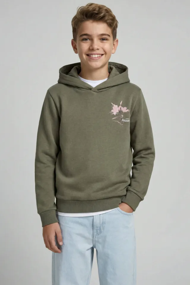 JJ Rebel JUNIOR hoodie met backprint - groen