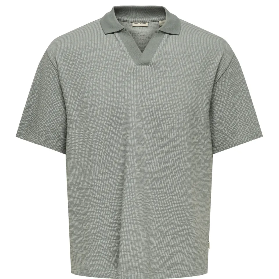 Only & Sons JUNIOR polo met textuur grijs Jongens Stretchkatoen Polokraag, foto 2