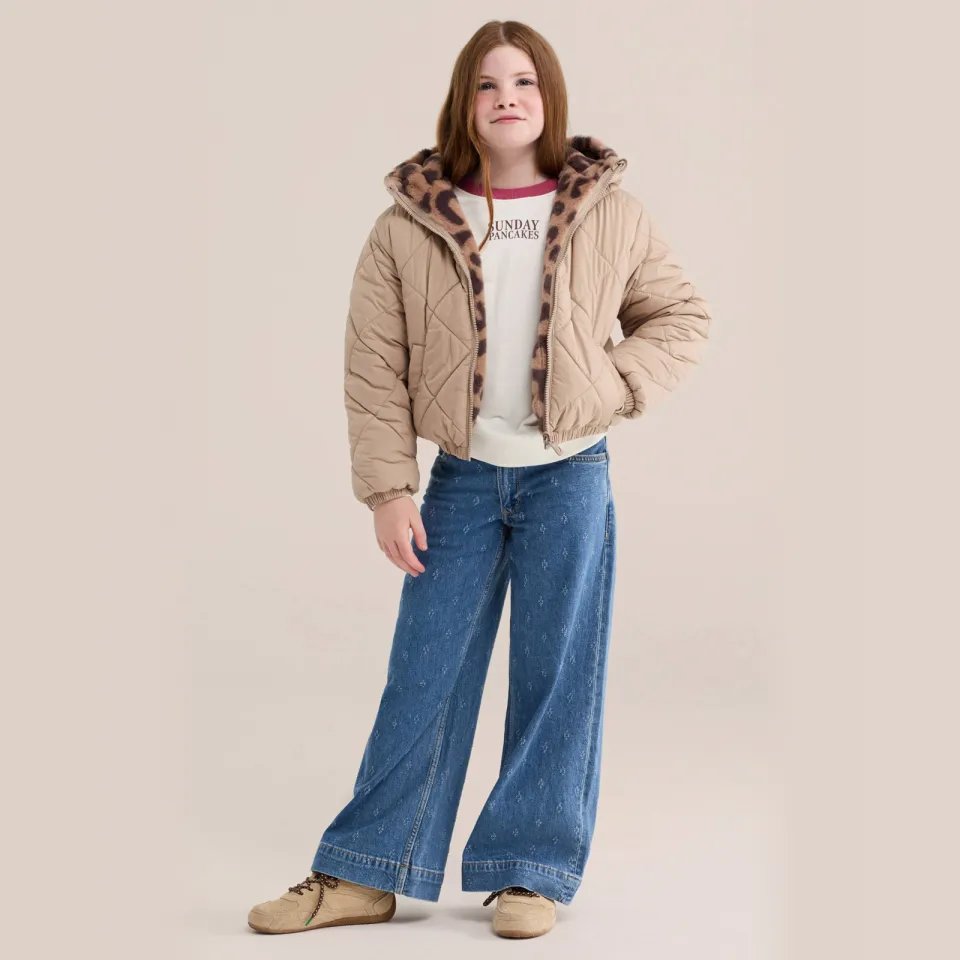 WE Fashion imitatiebont winterjas met panterprint bruin, foto 3