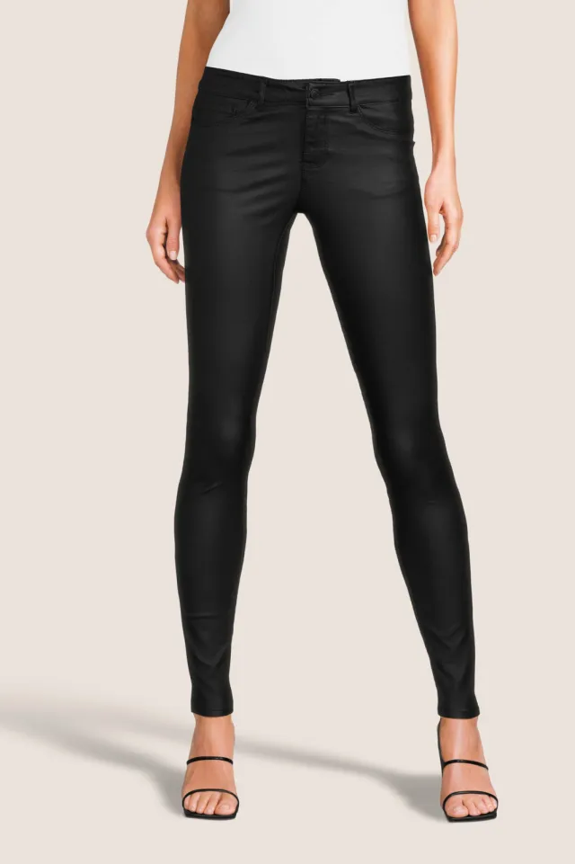 Vero Moda coated broek Seven zwart Black-Coated