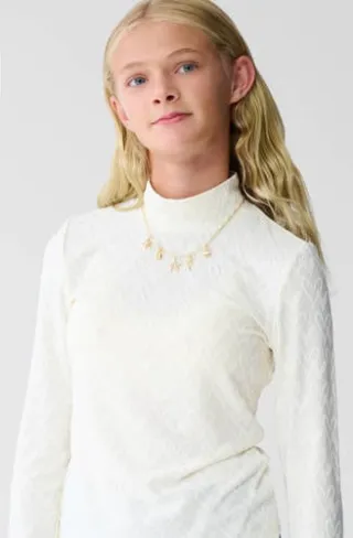 Shoeby longsleeve met hartjes en textuur gebroken wit, foto 5