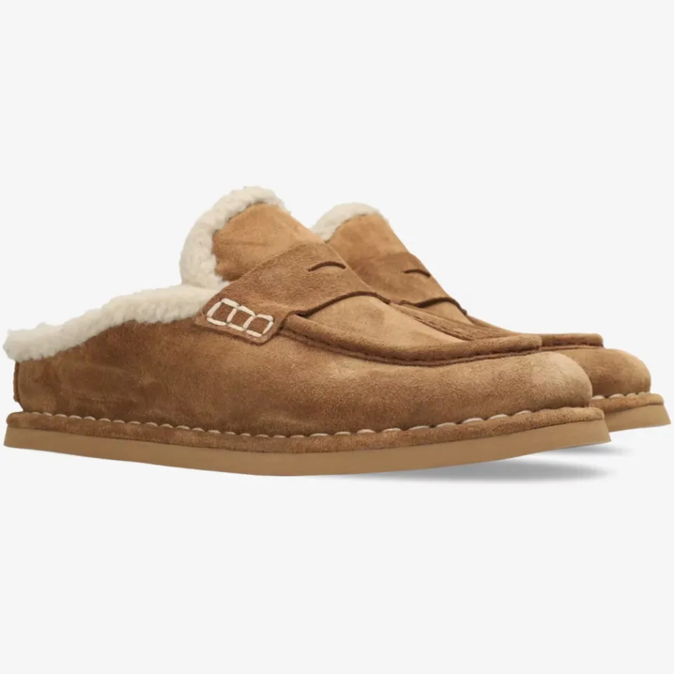 Shabbies Amsterdam Wilja Penny suède slipper warm bruin, foto 4