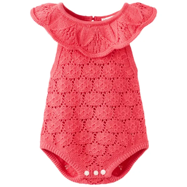 Mango Kids katoenen gehaakte romper met ruches - roze, foto 2