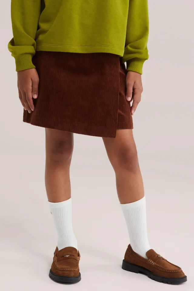 WE Fashion corduroy korte rok cognac, foto 4