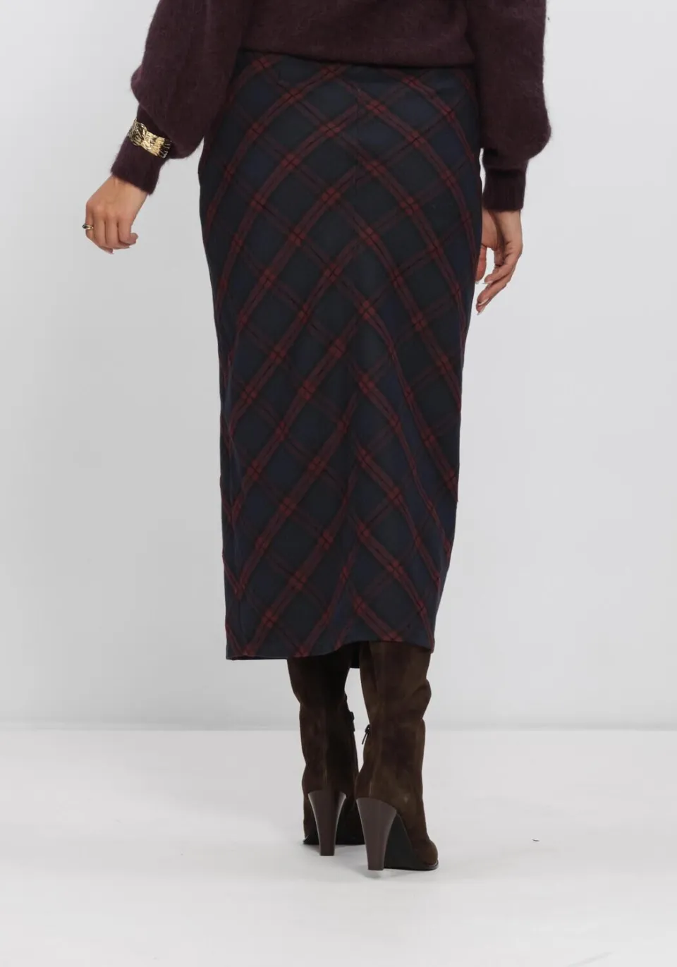 Aaiko midi rok donkerblauw, foto 4