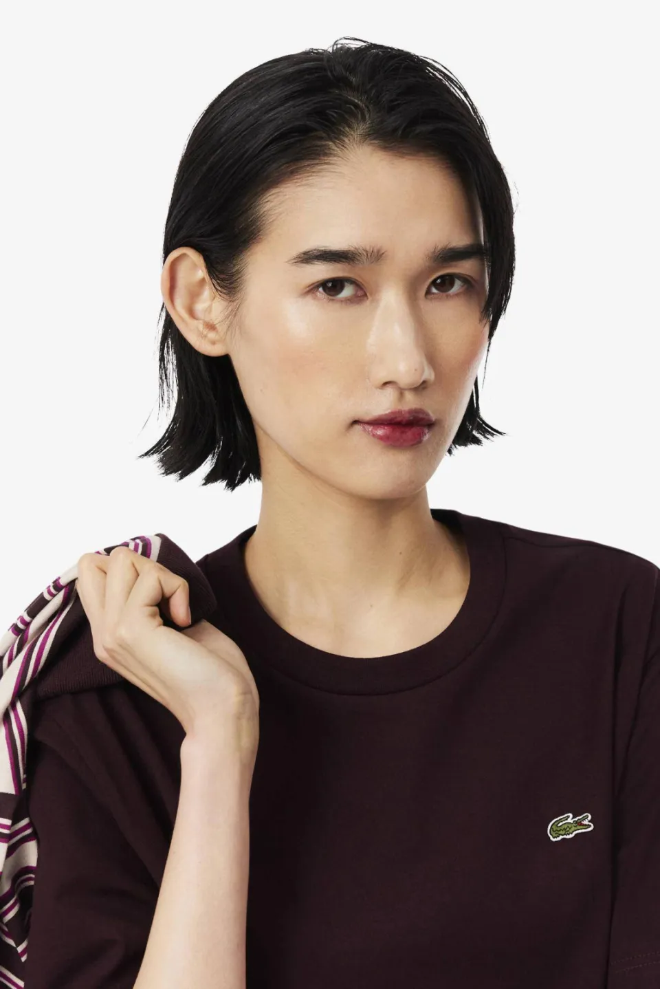 Lacoste T-shirt met logo - donkerrood