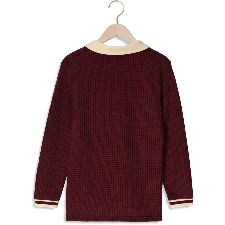 Les Deux Jongens Polo's & T-shirts Waffle Ls Football Jersey - Bordeaux, foto 2