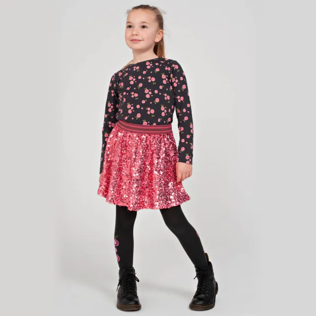 Jubel Moon Flowers pailletten rok roze/donkerroze