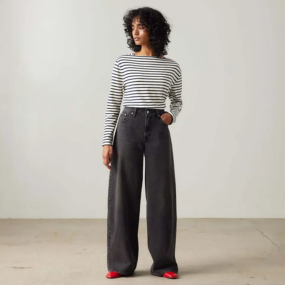 Levi's XL STRAIGHT high waist wide leg jeans black denim, foto 2