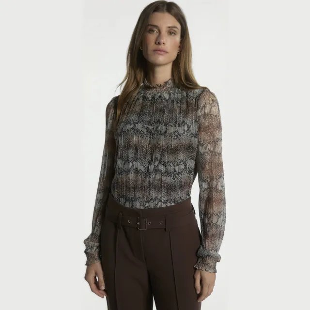 Aaiko Tory top met slangenprint bruin