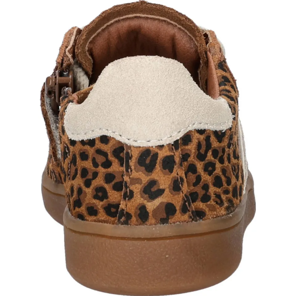 Nelson Kids suède sneakers met panterprint cognac, foto 2