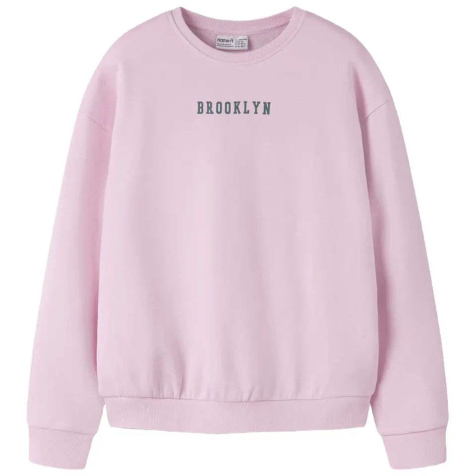 NAME IT KIDS relaxed fit sweater met backprint - lichtroze