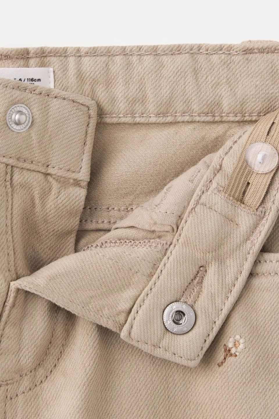 Mango Kids regular fit wide leg jeans met borduursels - lichtbeige, foto 5