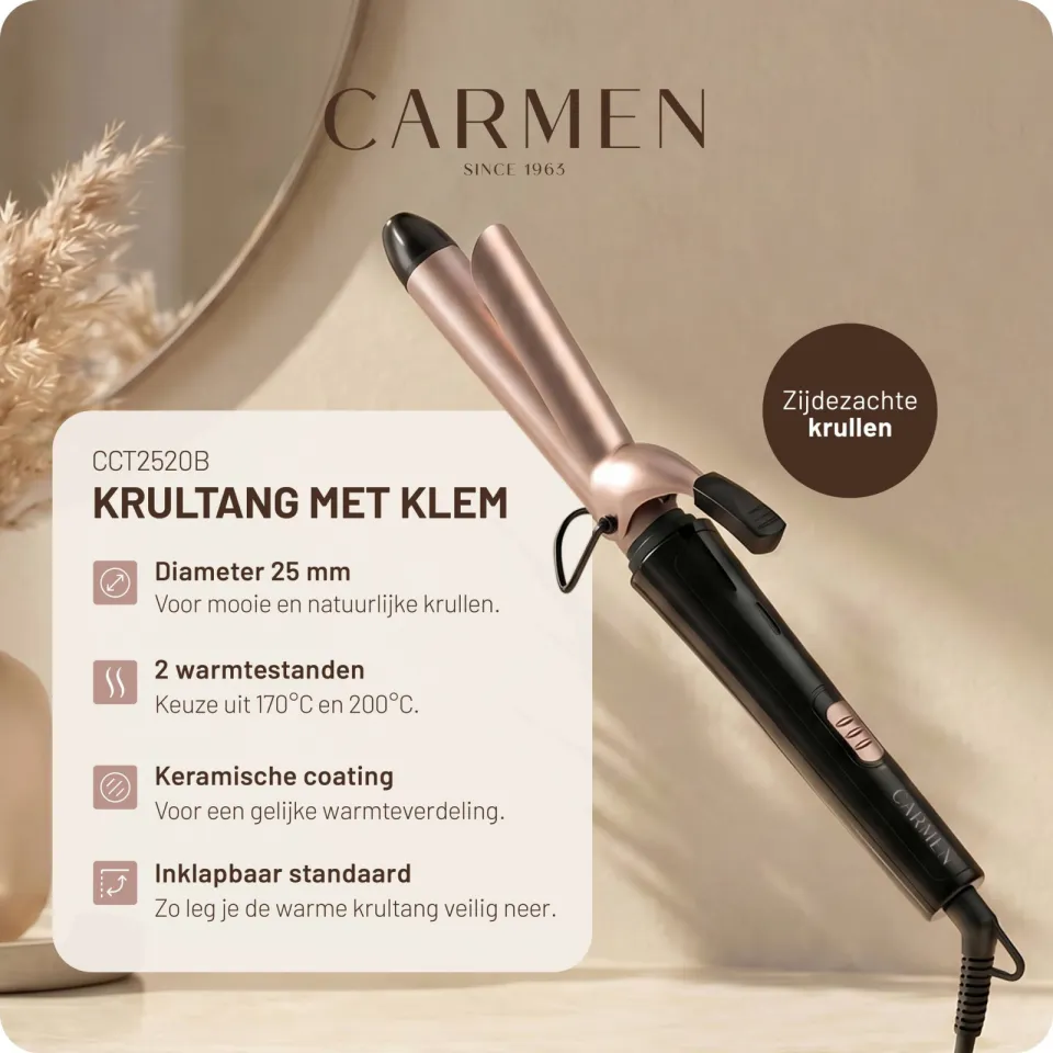 Carmen CCT2520B krultang zwart, foto 2