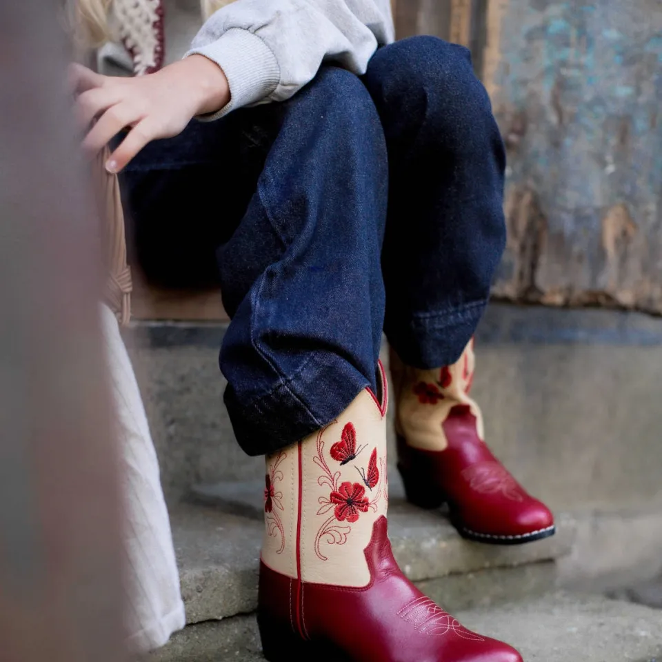 Bootstock western leren laarzen - rood/ecru, foto 6