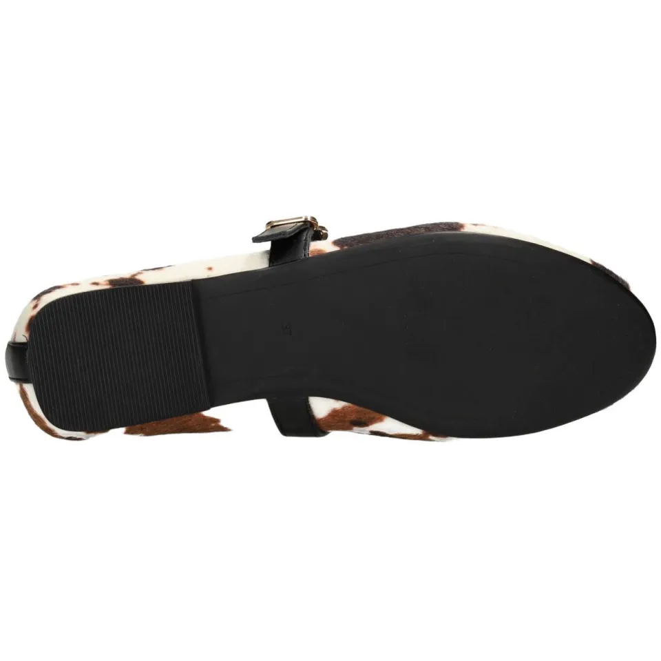 POSH by Poelman Gina ballerina's met koeienprint ecru/bruin