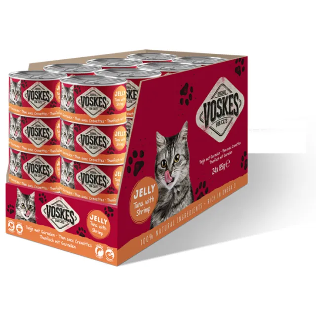 Voskes 24x Voskes Kattenvoer Nat Tonijn met Garnalen 85 gr