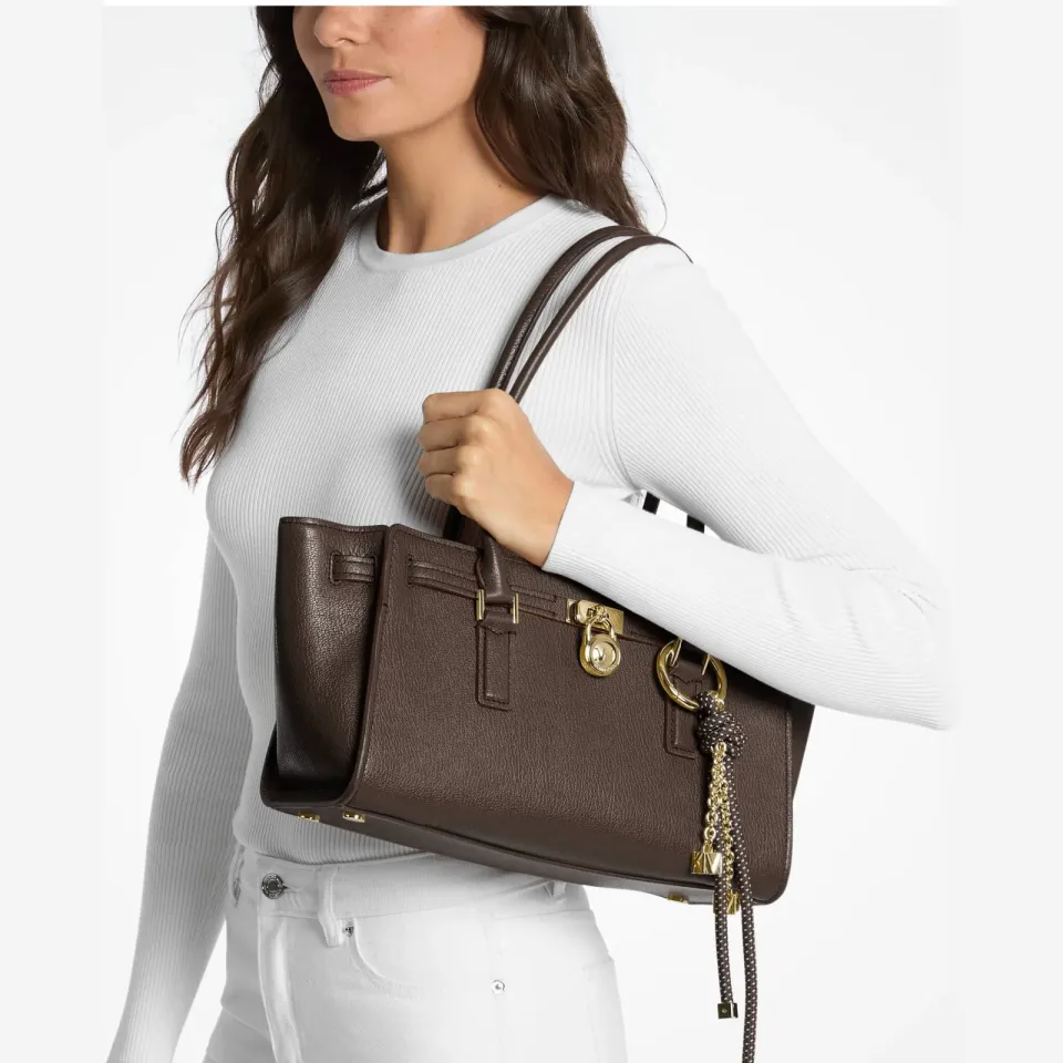 Michael Kors leren schoudertas Hamilton donkerbruin, foto 3