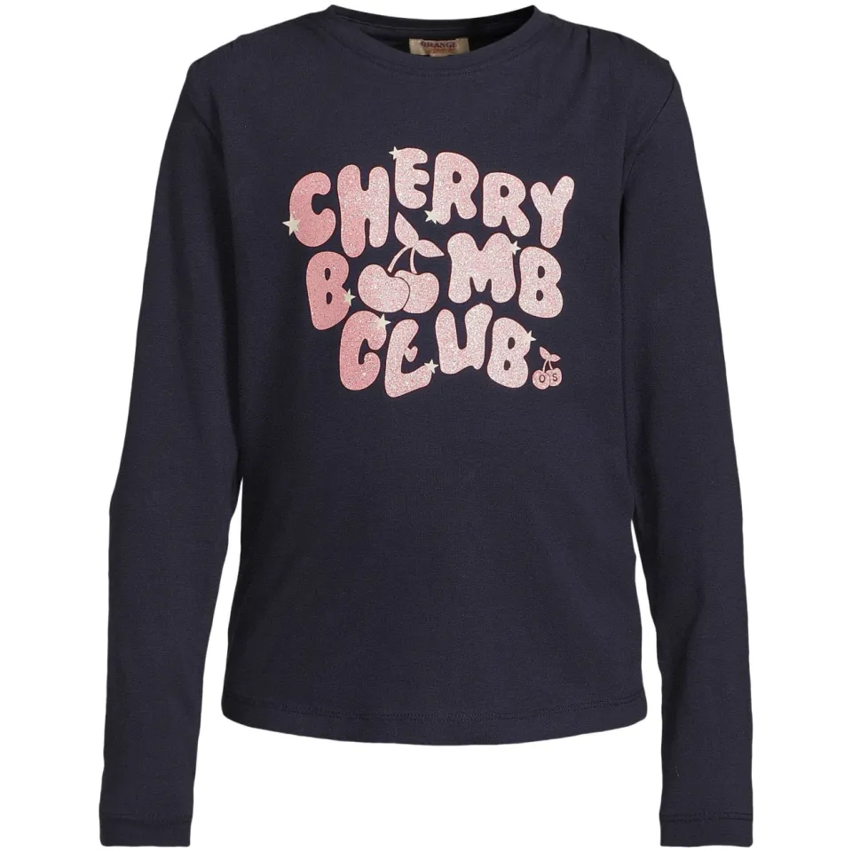 Orange Stars longsleeve met tekst donkerblauw, foto 2