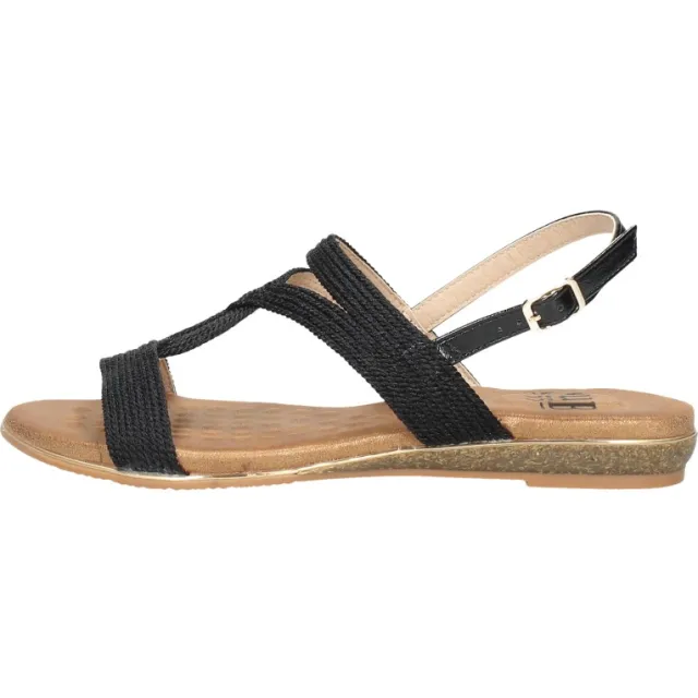 Sub55 sandalen plat zwart, foto 2