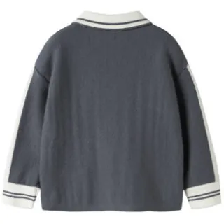 NAME IT MINI gebreide gestreepte trui - grijsblauw Jongens Viscose Polokraag, foto 2
