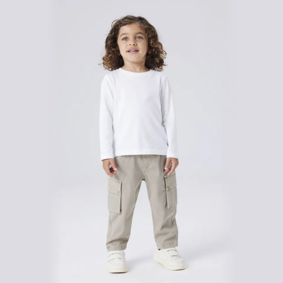 NAME IT MINI cargobroek beige Bruingroen